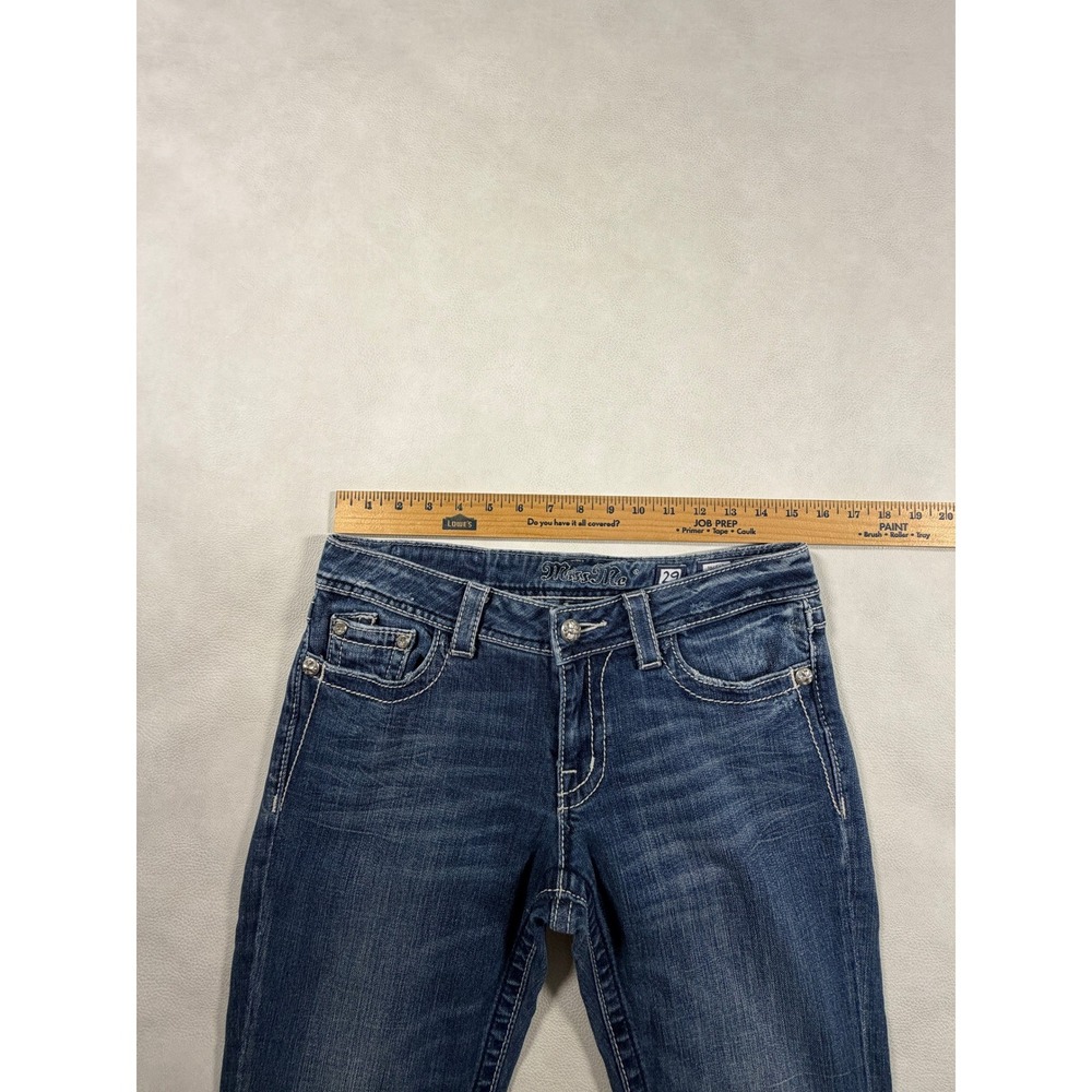 Miss Me JPS5152 Bootcut Jeans Medium Dark Wash Rhinestone Embellished Size 29 31 - Picture 3 of 13